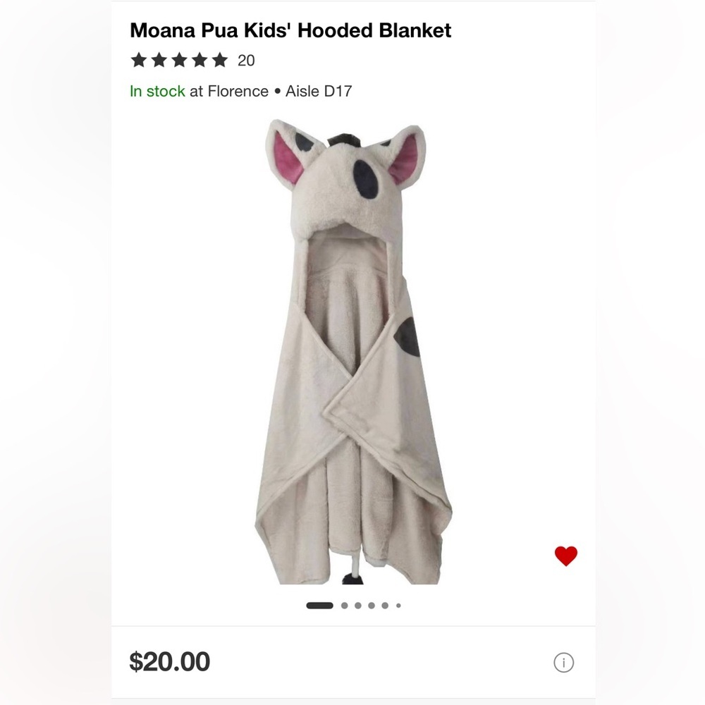 Disney Moana Pua Kids' Hooded Blanket - Cream and Black